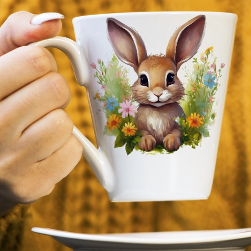 WIOSENNY WIELKANOCNY KUBEK LATTE 330ml PREZENT WIOSNA ZAJĄC