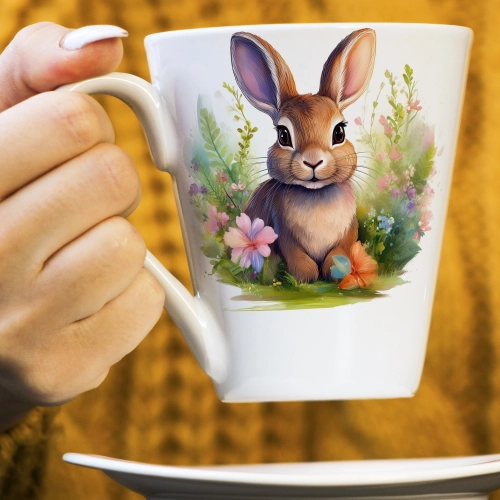 WIOSENNY WIELKANOCNY KUBEK LATTE 330ml PREZENT WIOSNA ZAJĄC