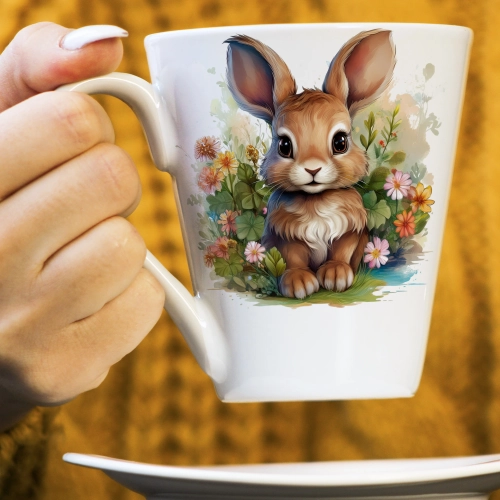 WIOSENNY WIELKANOCNY KUBEK LATTE 330ml PREZENT WIOSNA ZAJĄC
