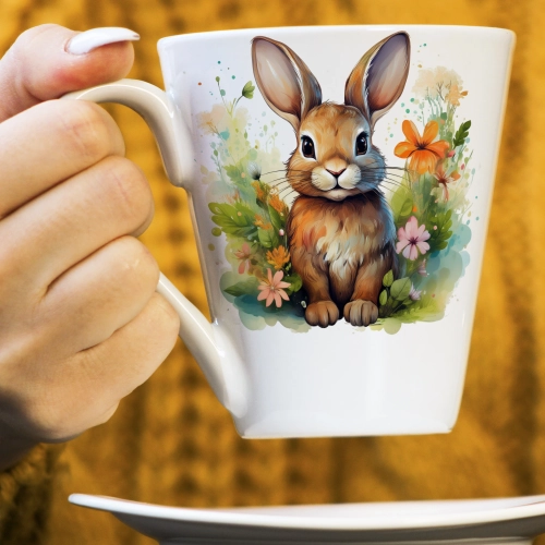 WIOSENNY WIELKANOCNY KUBEK LATTE 330ml PREZENT WIOSNA ZAJĄC