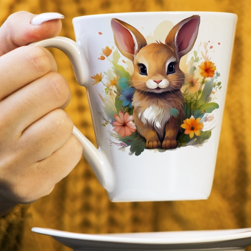 WIOSENNY WIELKANOCNY KUBEK LATTE 330ml PREZENT WIOSNA ZAJĄC