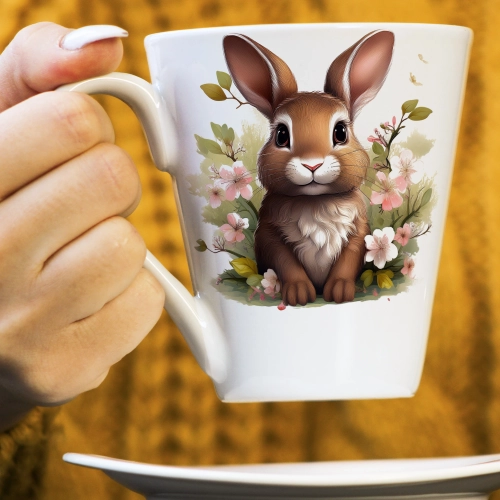 WIOSENNY WIELKANOCNY KUBEK LATTE 330ml PREZENT WIOSNA ZAJĄC