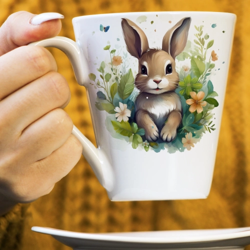 WIOSENNY WIELKANOCNY KUBEK LATTE 330ml PREZENT WIOSNA ZAJĄC