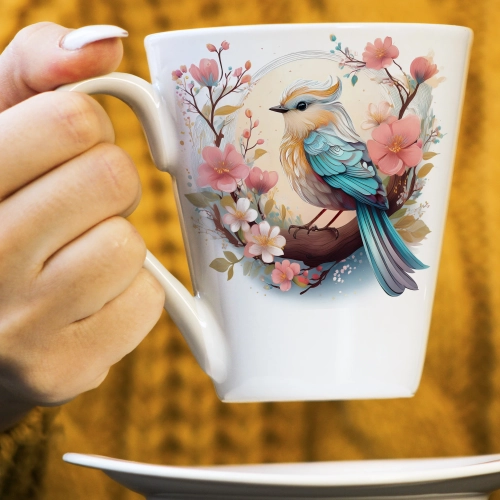 WIOSENNY WIELKANOCNY KUBEK LATTE 330ml PREZENT WIOSNA PTAK