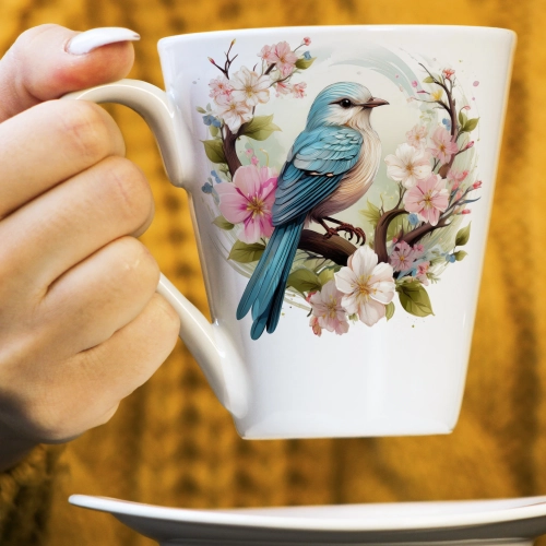 WIOSENNY WIELKANOCNY KUBEK LATTE 330ml PREZENT WIOSNA PTAK