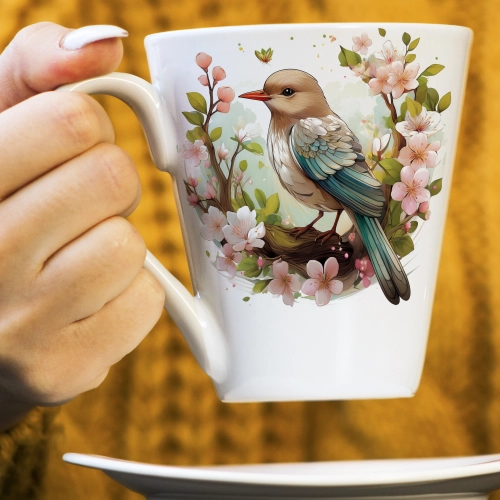 WIOSENNY WIELKANOCNY KUBEK LATTE 330ml PREZENT WIOSNA PTAK