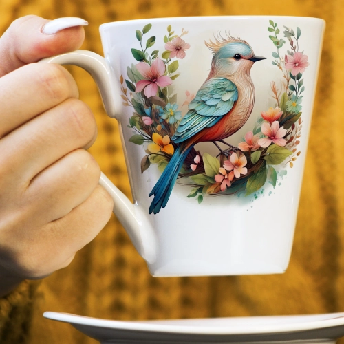 WIOSENNY WIELKANOCNY KUBEK LATTE 330ml PREZENT WIOSNA PTAK