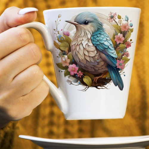 WIOSENNY WIELKANOCNY KUBEK LATTE 330ml PREZENT WIOSNA PTAK