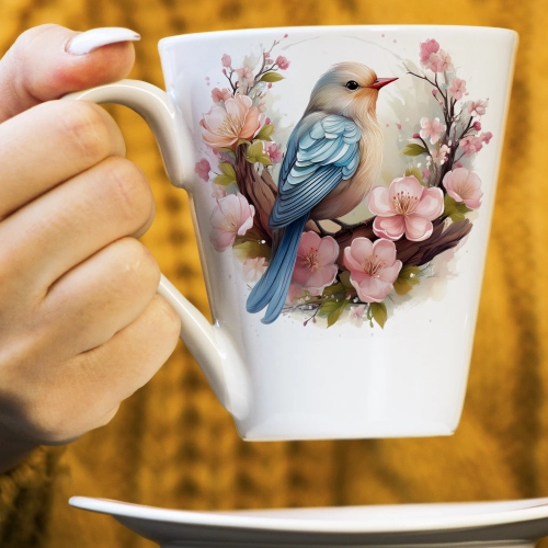 WIOSENNY WIELKANOCNY KUBEK LATTE 330ml PREZENT WIOSNA PTAK