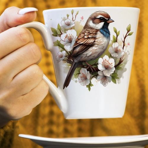 WIOSENNY WIELKANOCNY KUBEK LATTE 330ml PREZENT WIOSNA PTAK