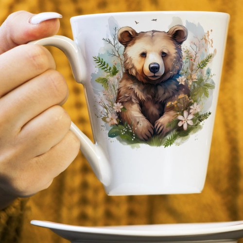 WIOSENNY WIELKANOCNY KUBEK LATTE 330ml PREZENT WIOSNA NIEDZWIEDŹ