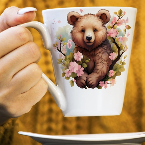WIOSENNY WIELKANOCNY KUBEK LATTE 330ml PREZENT WIOSNA NIEDZWIEDŹ