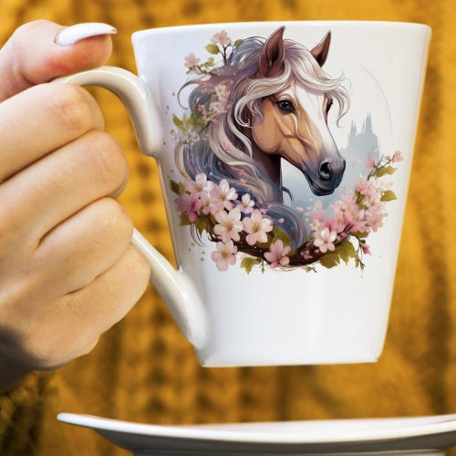 WIOSENNY WIELKANOCNY KUBEK LATTE 330ml PREZENT WIOSNA KOŃ