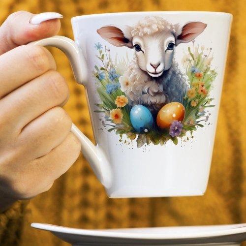 WIOSENNY WIELKANOCNY KUBEK LATTE 330ml PREZENT WIOSNA BARANEK