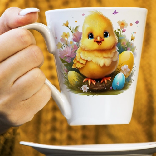 WIOSENNY WIELKANOCNY KUBEK LATTE 330ml PREZENT WIOSNA KURCZAK