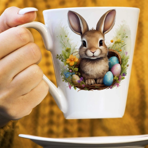 WIOSENNY WIELKANOCNY KUBEK LATTE 330ml PREZENT WIOSNA PISANKI ZAJĄCZEK
