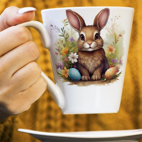 WIOSENNY WIELKANOCNY KUBEK LATTE 330ml PREZENT WIOSNA PISANKI ZAJĄCZEK
