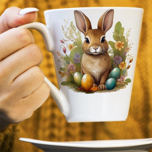 WIOSENNY WIELKANOCNY KUBEK LATTE 330ml PREZENT WIOSNA PISANKI ZAJĄCZEK