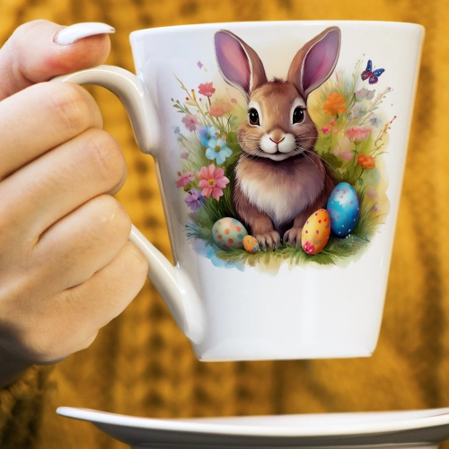 WIOSENNY WIELKANOCNY KUBEK LATTE 330ml PREZENT WIOSNA PISANKI ZAJĄCZEK