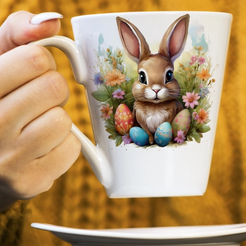 WIOSENNY WIELKANOCNY KUBEK LATTE 330ml PREZENT WIOSNA PISANKI ZAJĄCZEK