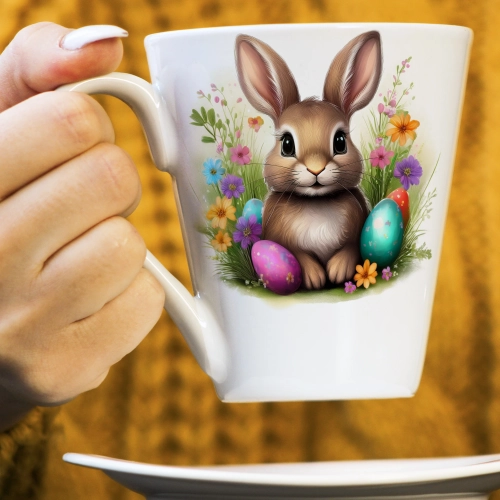 WIOSENNY WIELKANOCNY KUBEK LATTE 330ml PREZENT WIOSNA PISANKI ZAJĄCZEK