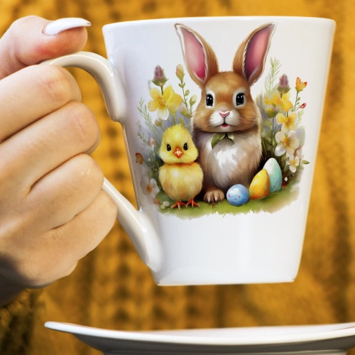 WIOSENNY WIELKANOCNY KUBEK LATTE 330ml PREZENT WIOSNA PISANKI ZAJĄCZEK