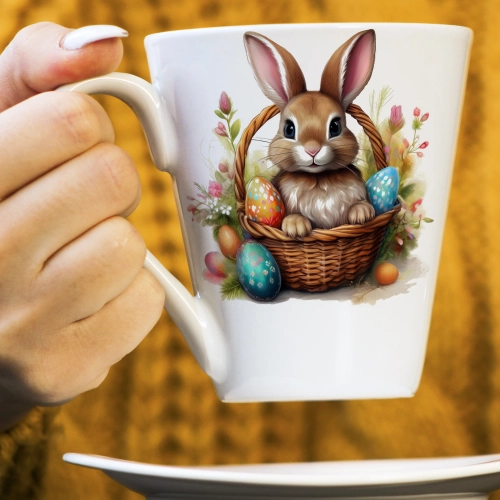WIOSENNY WIELKANOCNY KUBEK LATTE 330ml PREZENT WIOSNA PISANKI ZAJĄCZEK