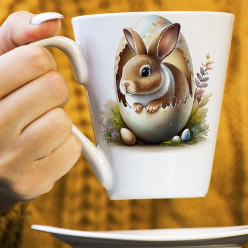 WIOSENNY WIELKANOCNY KUBEK LATTE 330ml PREZENT WIOSNA PISANKI ZAJĄCZEK