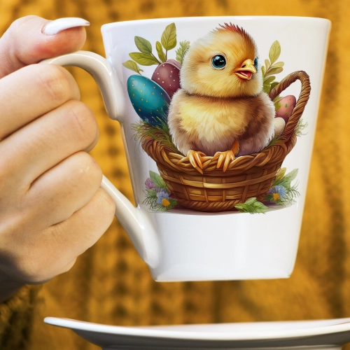 WIOSENNY WIELKANOCNY KUBEK LATTE 330ml PREZENT WIOSNA PISANKI KURCZACZEK