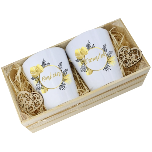 PREZENT ZESTAW KUBKI BABCIA DZIADEK W SKRZYNCE