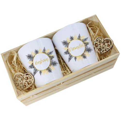 PREZENT ZESTAW KUBKI BABCIA DZIADEK W SKRZYNCE