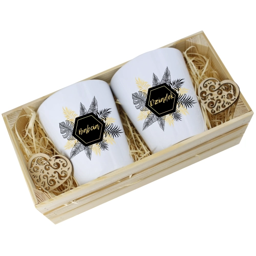 PREZENT ZESTAW KUBKI BABCIA DZIADEK W SKRZYNCE