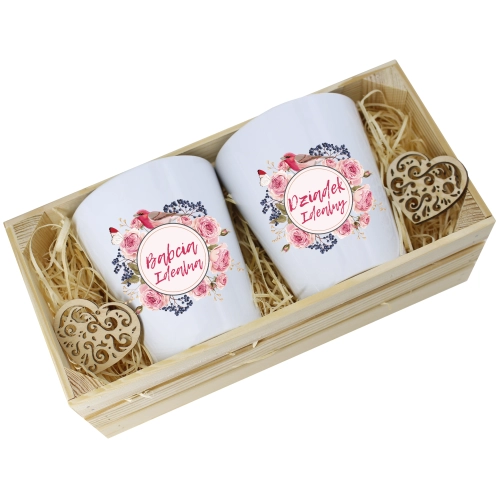 PREZENT ZESTAW KUBKI BABCIA DZIADEK W SKRZYNCE