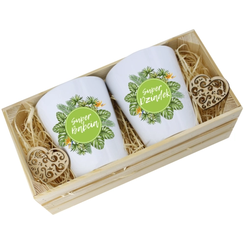 PREZENT ZESTAW KUBKI BABCIA DZIADEK W SKRZYNCE