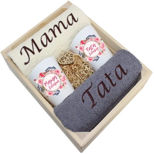 PREZENT DLA MAMY I TATY KUBKI LATTE + RĘCZNIKI