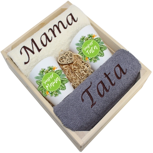PREZENT DLA MAMY I TATY KUBKI LATTE + RĘCZNIKI