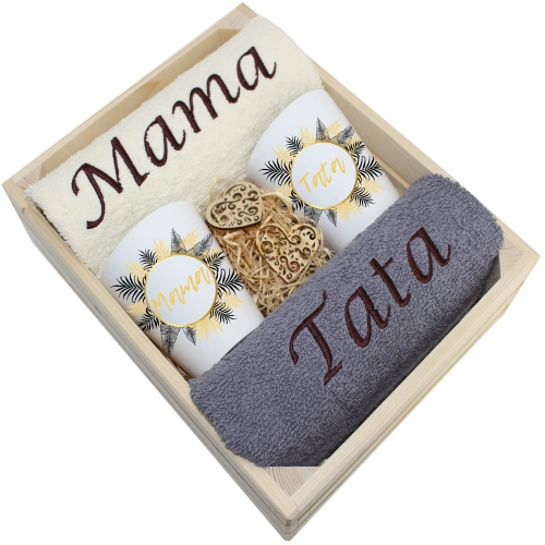 PREZENT DLA MAMY I TATY KUBKI LATTE + RĘCZNIKI