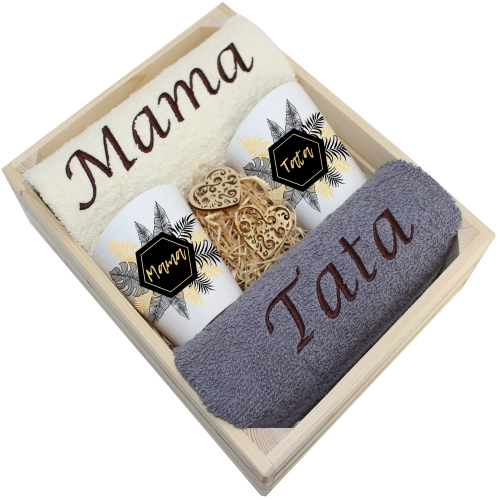 PREZENT DLA MAMY I TATY KUBKI LATTE + RĘCZNIKI
