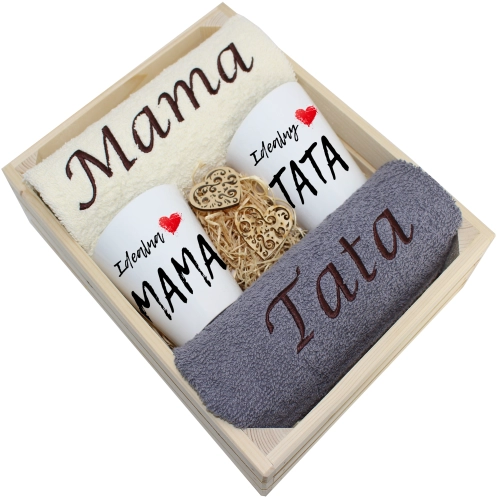 PREZENT DLA MAMY I TATY KUBKI LATTE + RĘCZNIKI