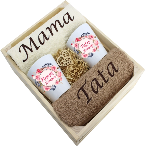 PREZENT DLA MAMY I TATY KUBKI LATTE + RĘCZNIKI