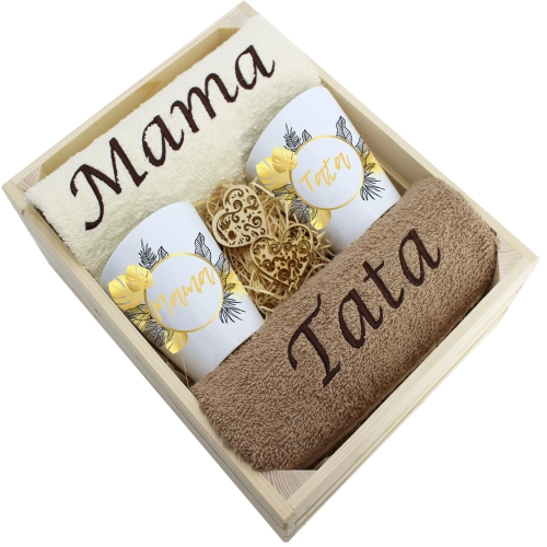 PREZENT DLA MAMY I TATY KUBKI LATTE + RĘCZNIKI