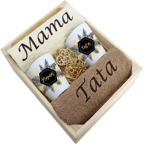 PREZENT DLA MAMY I TATY KUBKI LATTE + RĘCZNIKI