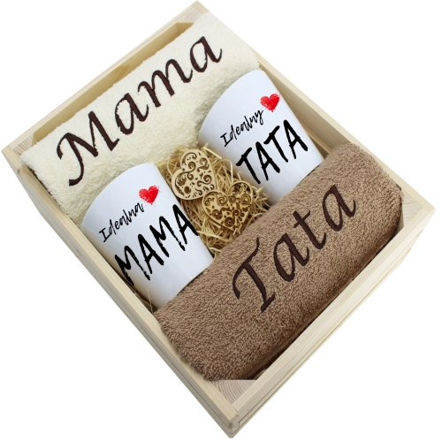 PREZENT DLA MAMY I TATY KUBKI LATTE + RĘCZNIKI
