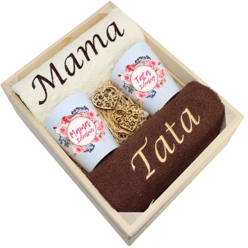 PREZENT DLA MAMY I TATY KUBKI LATTE + RĘCZNIKI