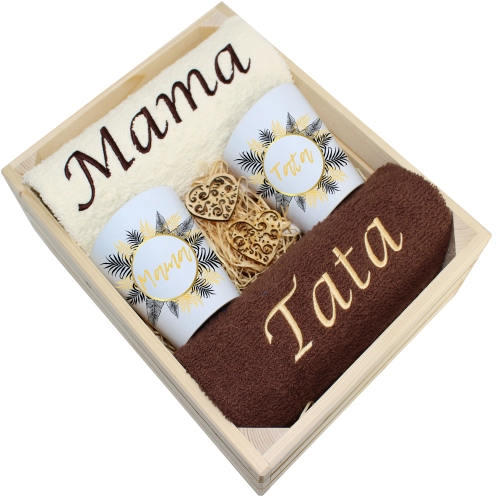 PREZENT DLA MAMY I TATY KUBKI LATTE + RĘCZNIKI