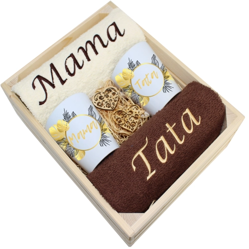 PREZENT DLA MAMY I TATY KUBKI LATTE + RĘCZNIKI