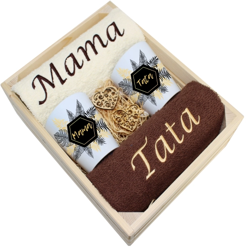 PREZENT DLA MAMY I TATY KUBKI LATTE + RĘCZNIKI