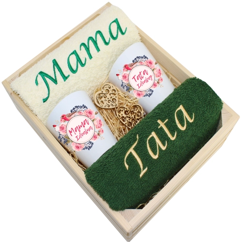 PREZENT DLA MAMY I TATY KUBKI LATTE + RĘCZNIKI