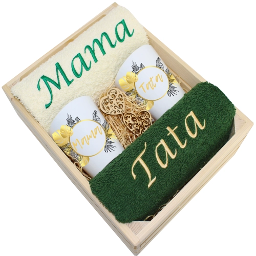 PREZENT DLA MAMY I TATY KUBKI LATTE + RĘCZNIKI