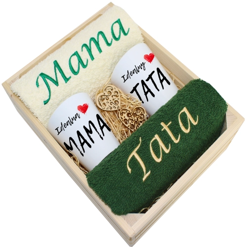 PREZENT DLA MAMY I TATY KUBKI LATTE + RĘCZNIKI